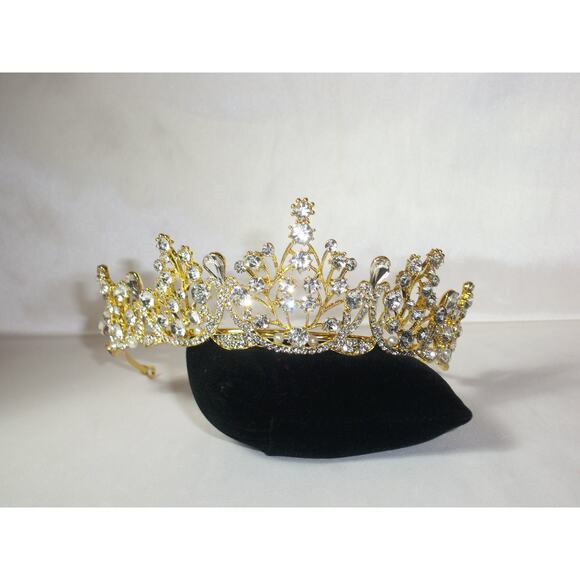 gold tiara crown, bridal wedding party prom birthday princess gold bridal tiara main image 6